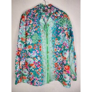 VTG Contessa Monique By Florance Alper 70s Floral Button Up Top Women's Size 16